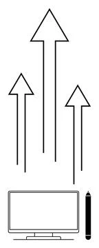 Arrows Symbolizing Growth Above Computer and Stylus Representing Digital Pr.. Stock Illustration