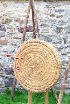 Arrows on the target Stock Photos