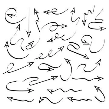 Arrows texture brush icon set of simple hand drawn arrows. Vector elements Stock Illustration