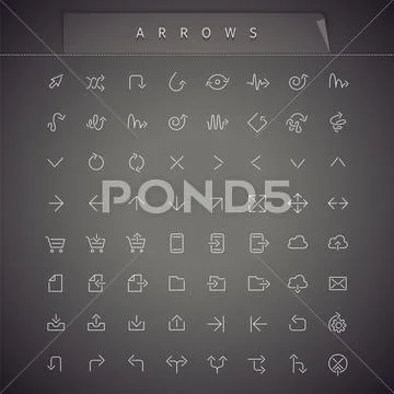 Arrows Thin Icons Set Stock Illustration