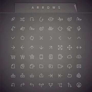 Arrows Thin Icons Set Stock Illustration