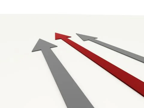 Arrows three one red isolated Stock Illustration