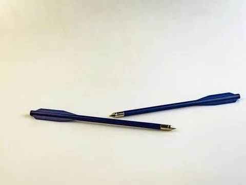 Arrows for a training crossbow on a white background. Two pieces. Stock Photos