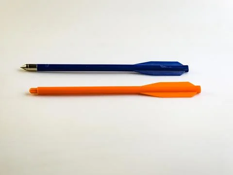 Arrows for a training crossbow on a white background. Arrows with and witho.. Stock Photos