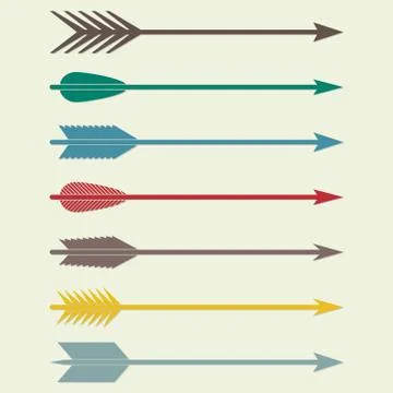 Arrows vector. Bow arrows. Arrow flat icons set. Stock Illustration