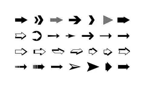 Arrows vector collection black set. Arrows black icons. Arrows symbol isolate Stock-Illustration