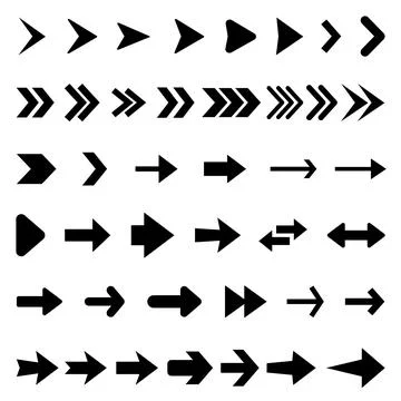 Arrows vector collection with elegant style and black color. Illustrazione stock