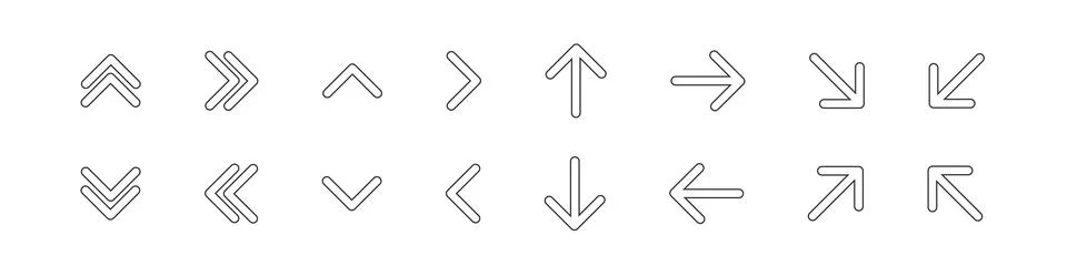 Arrows vector collection with elegant style and black colour. Stock Illustration