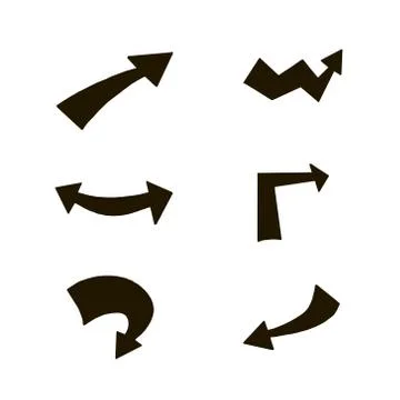 Arrows. Vector freehand arrows in doodle style. Set black arrows on a white b Stock Illustration