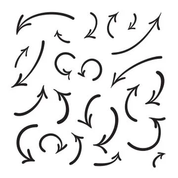 Arrows vector hand drawn set icons illustration. Stock Illustration