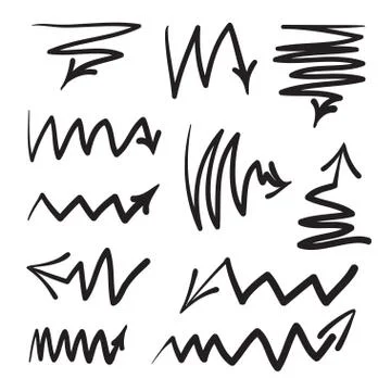 Arrows vector hand drawn set icons illustration. Stock Illustration