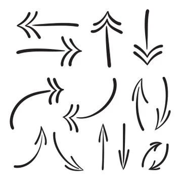 Arrows vector hand drawn set icons illustration. Stock Illustration