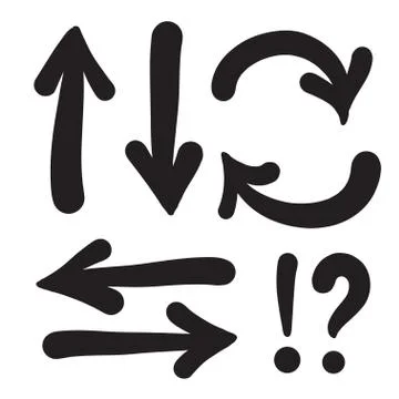 Arrows vector hand drawn set icons illustration. Stock Illustration