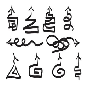 Arrows vector hand drawn set icons illustration. Stock Illustration