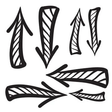Arrows vector hand drawn set icons illustration. Stock Illustration