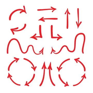 Arrows vector hand drawn set icons illustration. Stock Illustration