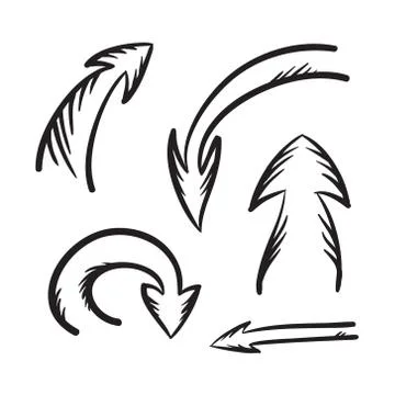 Arrows vector hand drawn set icons illustration. Stock Illustration