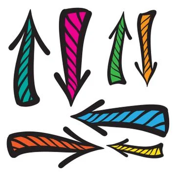 Arrows vector hand drawn set icons illustration. Stock Illustration