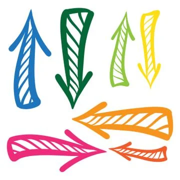 Arrows vector hand drawn set icons illustration. Stock Illustration