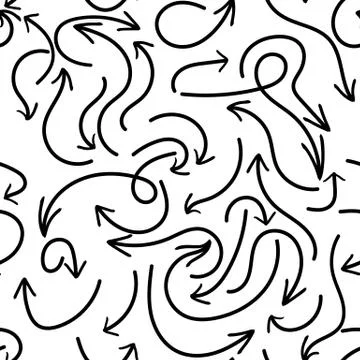 Arrows. Vector seamless pattern with drawn arrows . Arrows seamless pattern Stock Illustration