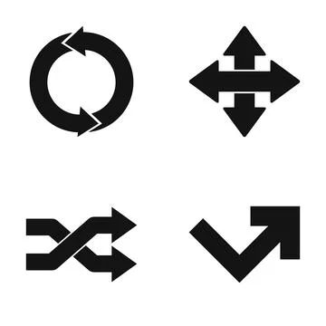 Arrows vector set showing refresh, move, shuffle, and turn Illustrazione stock
