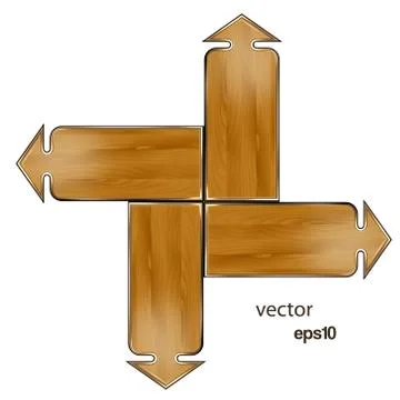 Arrows wooden on a white background.Vector Stock Illustration