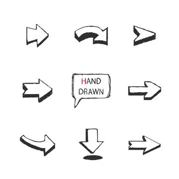 Arrows.Part I Vector Hand Drawn arrows set isolated on a white background.... Stock Photos