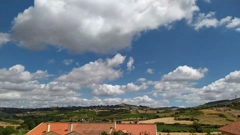 Arruda dos Vinhos landscape with moving clouds in time-lapse Stock Footage 133659084