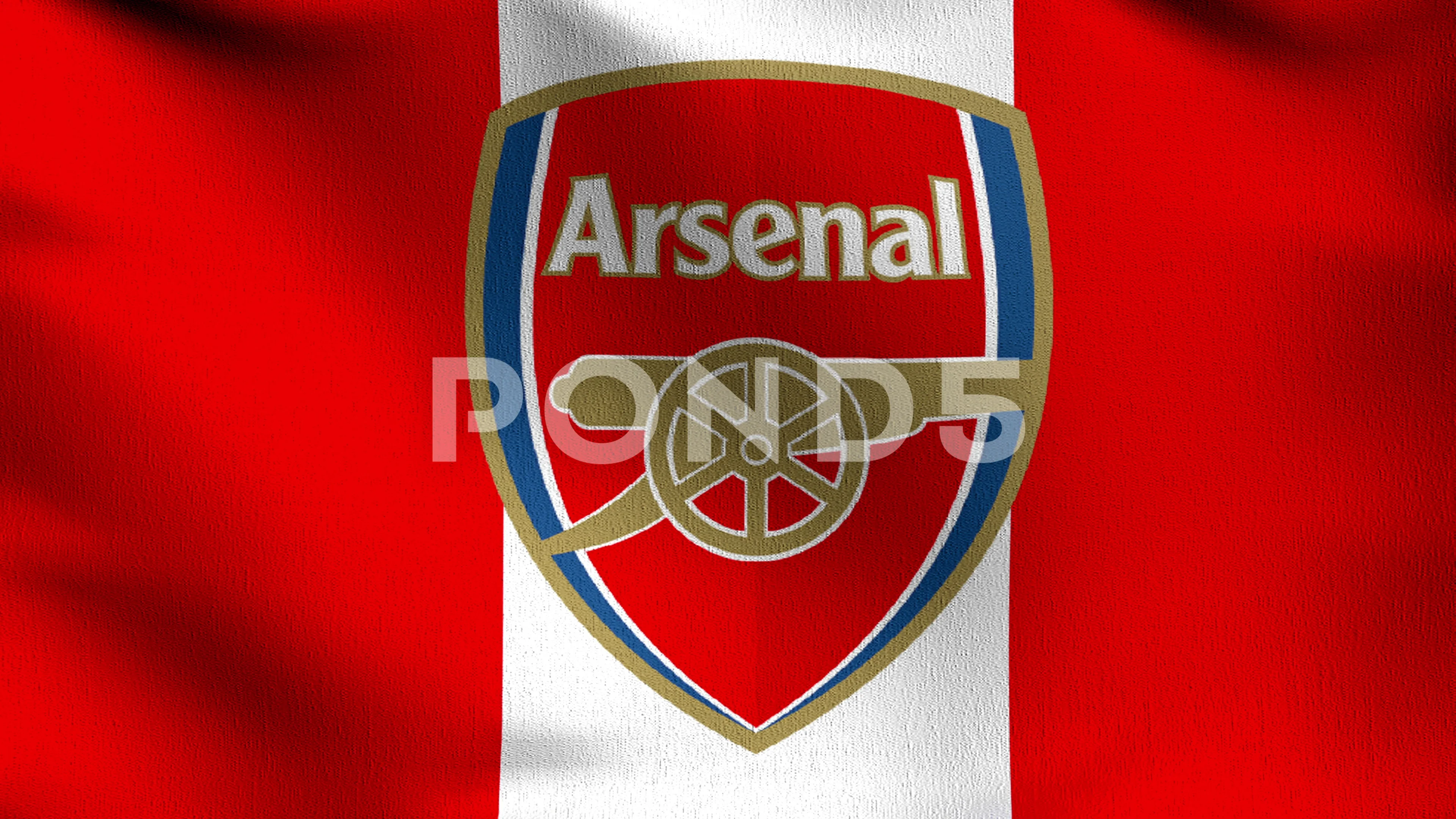 Arsenal flag blowing in the wind. Emblem... | Stock Video | Pond5