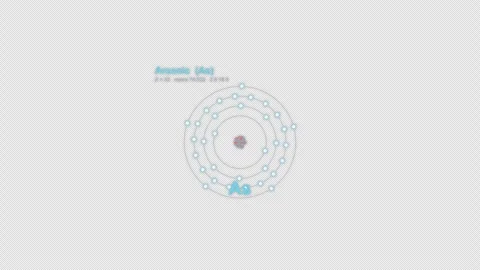 Arsenic As Bohr Atom Model Labeled Animation Video Overlay Alpha 4K Stock-Footage 339370065