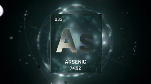 Arsenic as Element 33 of the Periodic Table 3D animation on green background Stock Footage 119561093