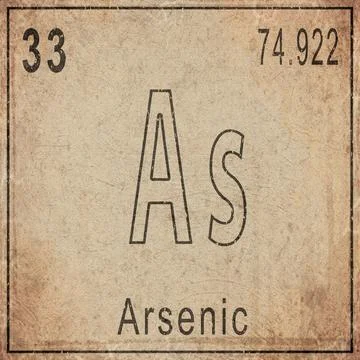 Arsenic Element Card from Periodic Table on Vintage Old Paper Stock Illustration