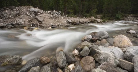 Arshan Mountain River Water in a mountain river like foam, long exposure Stock Footage 123366489