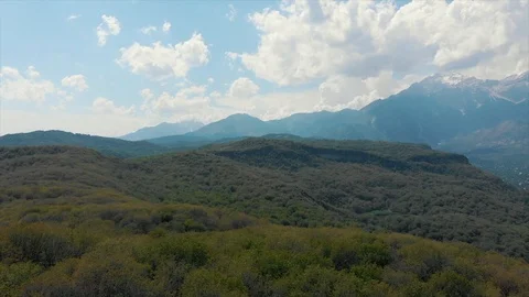 Arslanbob Large Wild Walnut Forest in Jalal-abad. Arial Dron Shoot. Stock Footage 97290858