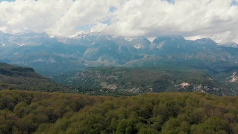 Arslanbob Large Wild Walnut Forest in Jalal-abad. Arial Dron Shoot. Stock Footage 97291273