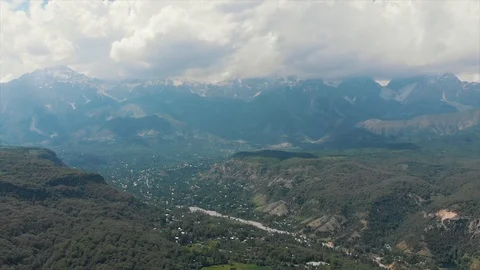 Arslanbob Large Wild Walnut Forest in Jalal-abad. Arial Dron Shoot. Stock Footage 97291481