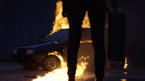 Arson of the car Stock Footage 113446134