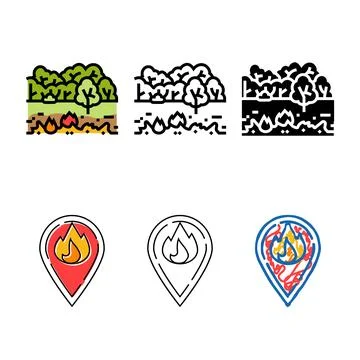 Arson forest wildfire styles disaster color icon vector Stock Illustration