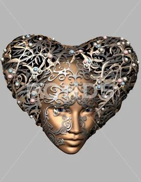Art; 3D graphics; digital graphics; CG; creative; Jewel; woman; mysticism Stock Illustration