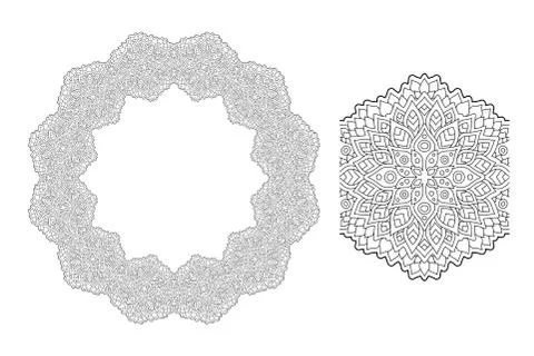 Art with abstract circle pattern and paint brush Stock Illustration