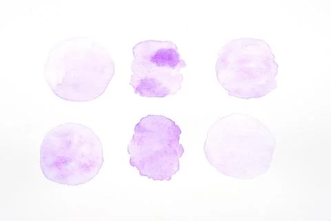 Art abstract illustration, Set of violet watercolor painting in circle shape Stock Illustration