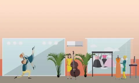 Art and crafts professionals vector illustration in flat style Stock Illustration