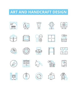 Art and handcraft design vector line icons set. Inspiration, Creativity, Design Stock Illustration
