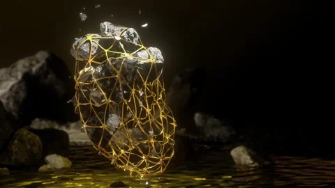 Art animation. An array of stones in a grid over the water Stock Footage 275721603