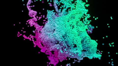 Art animation of dynamic particles with abstract waves 3D render and 4k video Stock Footage 236880725