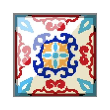 Art arabic mosaic tile pixel art vector illustration Stock Illustration
