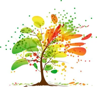 Art autumn tree Stock Illustration