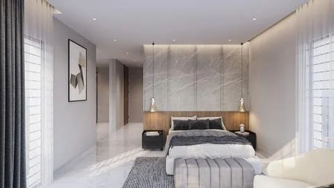 The Art of Balancing Elegance and Simplicity in Your Bedroom Design Stock Illustration