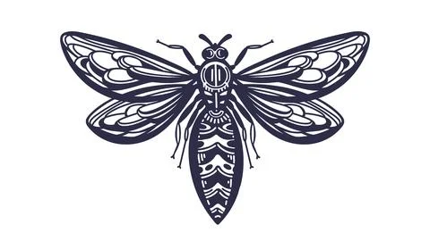 Art bee. Vintage label. Vector tattoo, sketch Stock Illustration