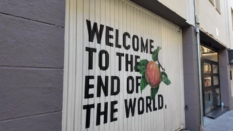 Art Beyond Borders: 'Welcome to the End of the World' Mural Stock Footage 294788431